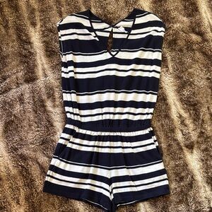 Lou & Grey Navy and White Striped Girls' Romper